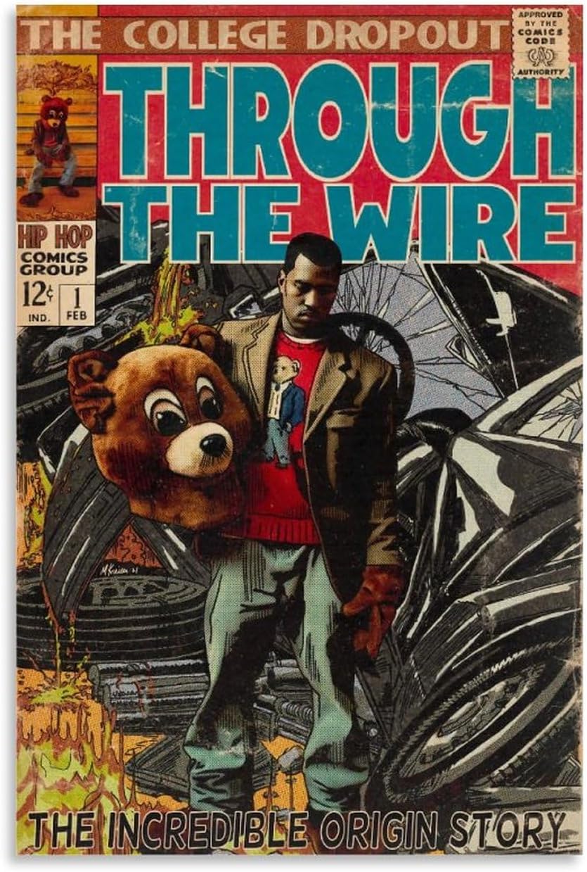 Wall Décor - Kanye West Poster Hip-hop Comic Music Poster for Room Aesthetic Canvas Wall Art Bedroom Decor 12x18inch(30x45cm)