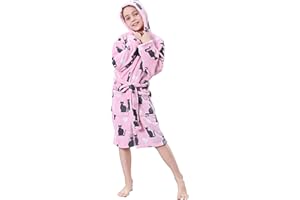 OUFANG Girl Boy Robe Kids Hooded Bathrobe Multicolors Unisex Sleep Bath Robe Sleepwear