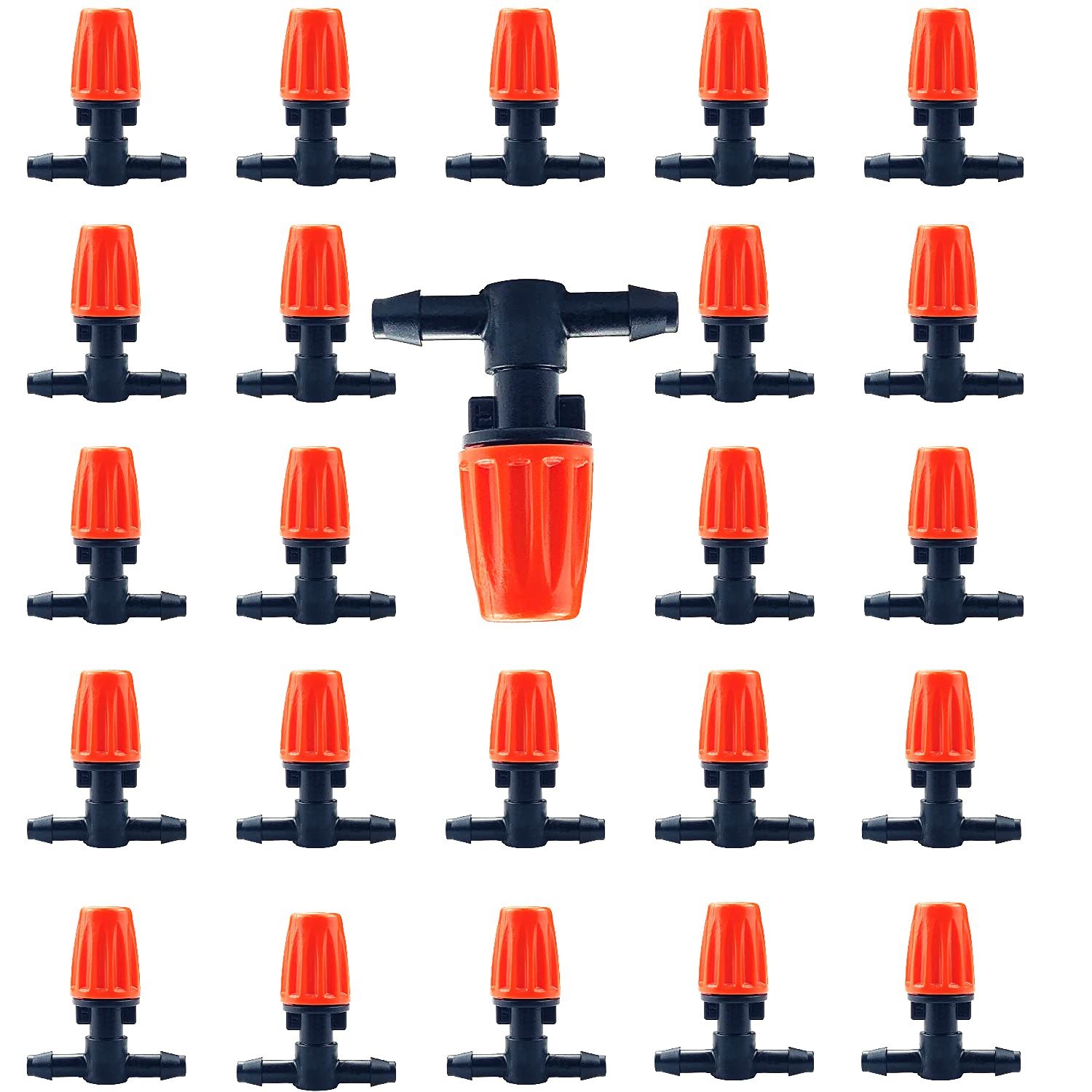 24PCS Micro Spray Adjustable Flow Irrigation Drippers, 1/4" Garden Irrigation Spray Emitter Micro Irrigation Drippers with Connect Tee Anti-Clogging Emitter Dripper for Garden,Greenhouse