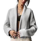 Wyeysyt Womens Cropped Cardigan Sweater Oversized Lapel Shawl Coatigan Chunky Knit Long Sleeve Sweater