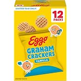 Eggo Graham Crackers, Kids Snacks, Vanilla, 12oz Box (12 Pouches)
