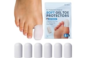 Dr. Frederick's Original Soft Gel Toe Protectors for Men & Women - 6 ct - Toe Caps for Foot Pain Relief - Sleeves for Ingrown Toenails, Corns, Calluses, and Blisters - Large - White