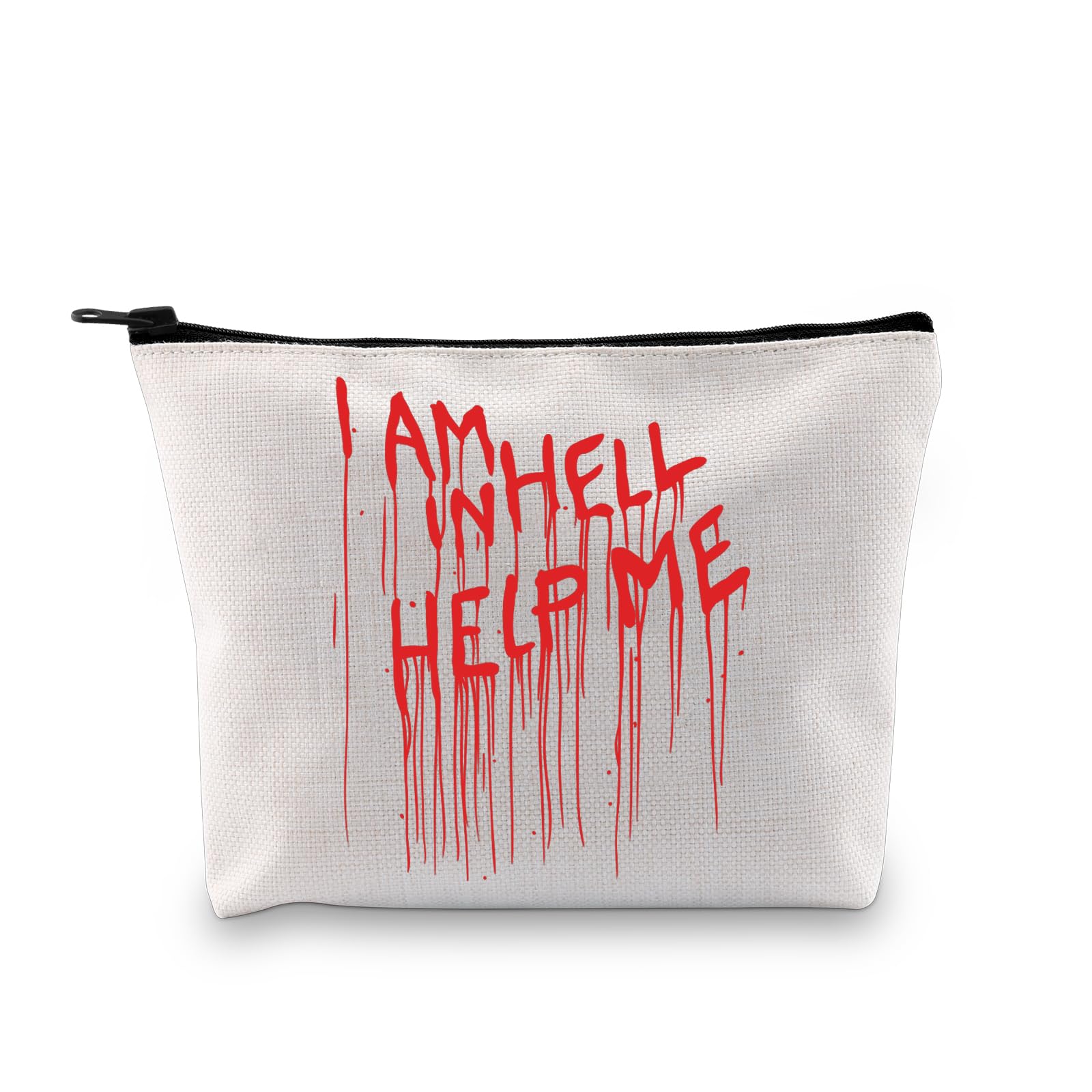 PLITI Hellraiser Gift Hellraiser Pinhead Fans Gift I Am in Hell Help Me 1980s Horror Film Quote Makeup Bag Horror Lover Gift (Help me bagU)
