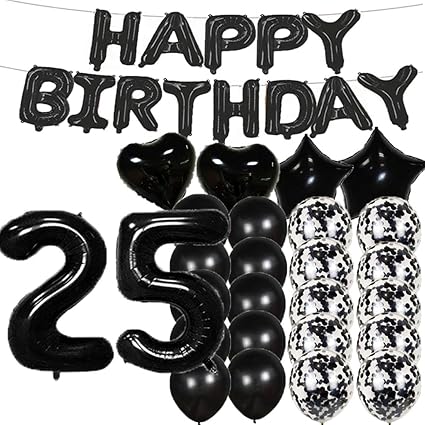 Amazon Co Jp 25歳の誕生日デコレーションパーティー用品 ブラックナンバー25バルーン 25歳のホイルマイラーバルーン ラテックスバルーン デコレーション 25歳の誕生日プレゼントに最適 女の子 女性 男性 写真小道具 ホーム キッチン