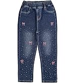Peacolate 2-8Years Little Girls Spring Autumn Winter Black Embroidered Jeans Pants for Kid