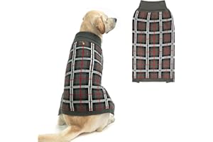 PUPTECK Dog Sweaters for Large Medium Small Dogs - Fall Classic Plaid Style Puppy Holiday Winter Coat Clothes for Female Girl Male Boy Warm
