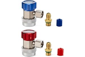 Orion Motor Tech R134a Quick Coupler Adapters, R134a Manifold Gauge Adapters and Hose Fittings HP and LP Connectors for R134a Car AC System, 1/4" Flares, 2pcs