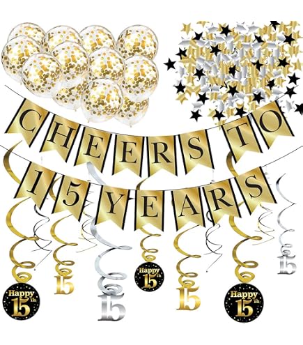 INNORU 'Happy 15th Birthday' Konfetti – 120 Stück, Gold-glitzernd, Für Tischdekoration