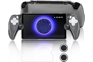 BRHE Case for Playstation Portal,PS5 Portal Protective Case with Ergonomic Grip& Game Machine Screen Protector and 2 Thumb Stick Caps Transparent PC Case Protective Cover Sleeve Console Accessories