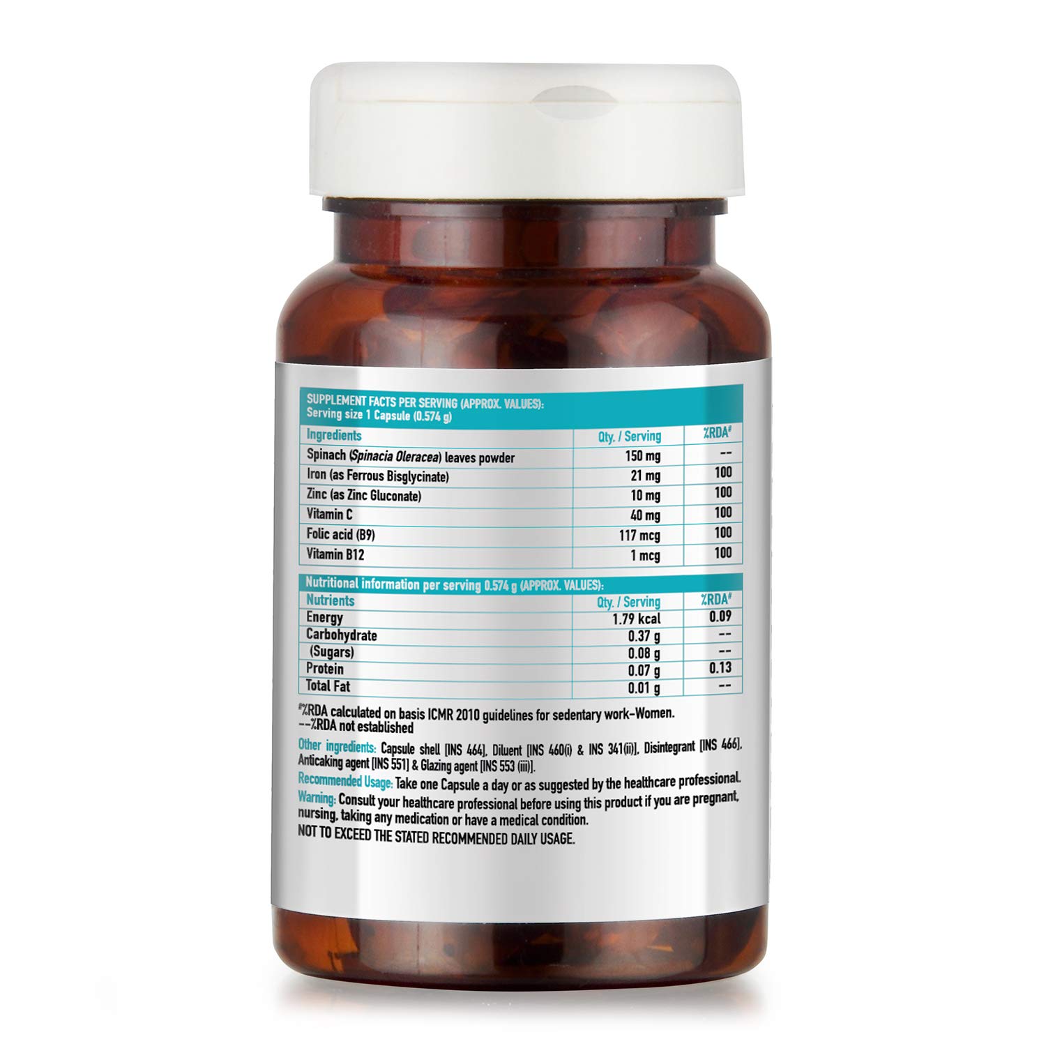 Healthkart Iron Folic Acid With Zinc Vitamin C Vitamin B12 60 Veg Capsules Amazon In Health Personal Care