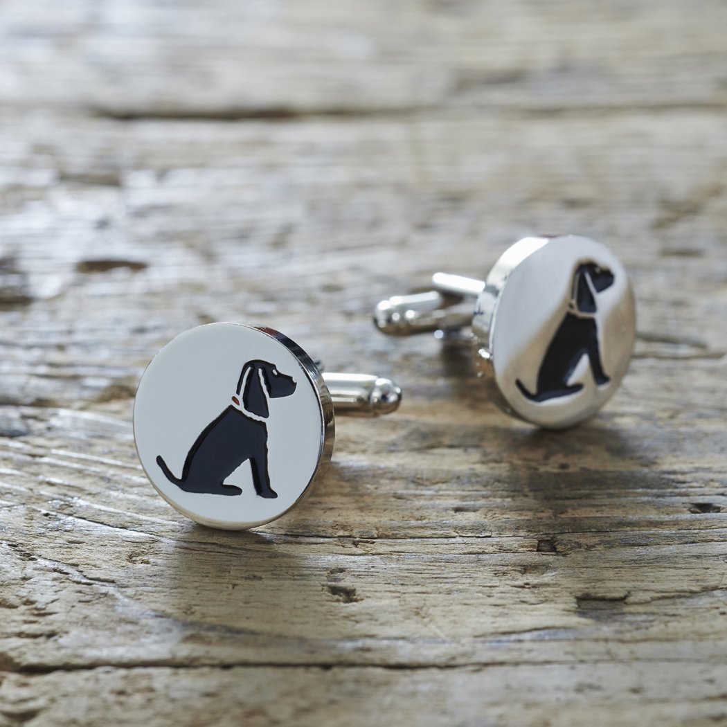 Sweet William Black Cocker Spaniel Cufflinks | Silver plated Men Cufflinks for Spaniel or any dog lover | 18 mm x 3 mm