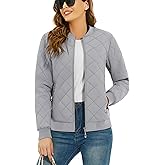 TACVASEN Women's Diamond Quilted Jackets Lightweight Casual Bomber Jacket Warm Winter Coats Full Zip with Pockets