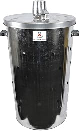 Srendi Extra Large 110L Galvanised Garden Incinerator with Chimney Lid view 2