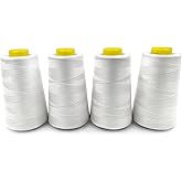 Tortoise 4 Cones of 3000 Yards Each Spool Thread for All Purpose, Serger, Overlock, Quilting, Sewing Machine - 100% Polyester - 40S/2 White