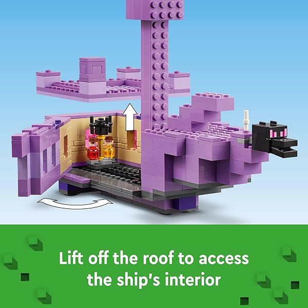 LEGO MINECRAFT THE ENDER DRAGON AND END SHIP BUILDING SET, VIDEO GAME TOY WITH 2 MINECRAFT MINIFIGURES, DRAGON TOY ACTION PLAYSET FOR KIDS, BIRTHDAY GIFT FOR BOYS AND GIRLS AGES 8 AND UP, 21264