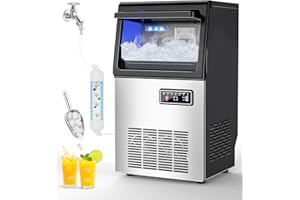 HOTHOPE Nugget Ice Maker Commercial, Chewable Ice Cubes 85Lbs/24H with 15Lbs Storage Bin Undercounter Stainless Steel Ice Maker Machine with Self-Cleaning for Home Office Kitchen Party