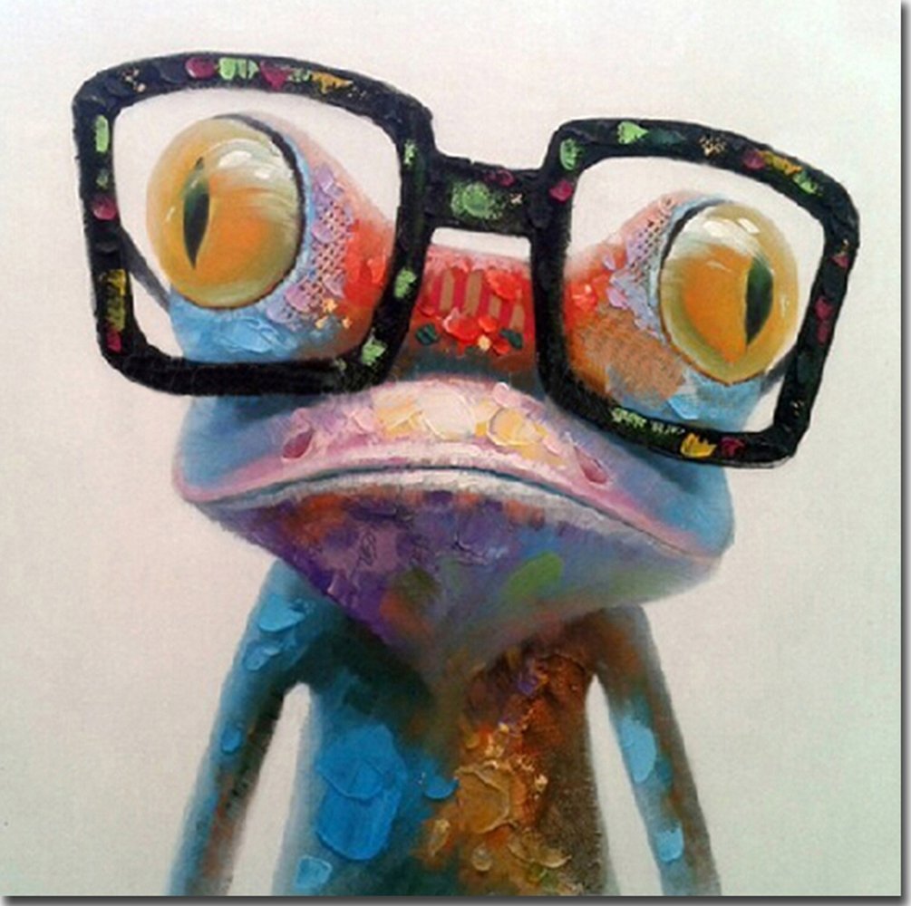 Fokenzary DIY Paint by Numbers Oil Painting Canvas for Kids or Adults Beginner with Brushes and Acrylic Paints Frameless(40x50cm Frog)