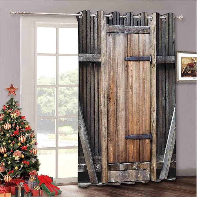 Barn Door Rustic Decor Blackout Window Curtains/Drapes Rustic Antique