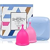 SHORDY Menstrual Cup, Set of 2 Silicone Cup Set (Small & Large), Soft & Flexible, Coupe Menstruelle Kit for Women Up to 12 Ho