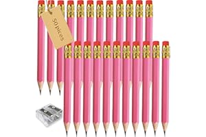 Adhere Golf Pencils with eraser 25/50pcsHexagon Wooden half Pencils with a free sharpener Graphite 2B for Golf Event Scoring,