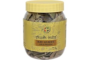 Shudh India Bay Leaf (Leaves) Whole Spice Hand Selected Extra Large 1.76oz (50g) PET Jar ~ All Natural | Gluten Friendly | NON-GMO | Vegan | Indian Origin (Tej Patta)