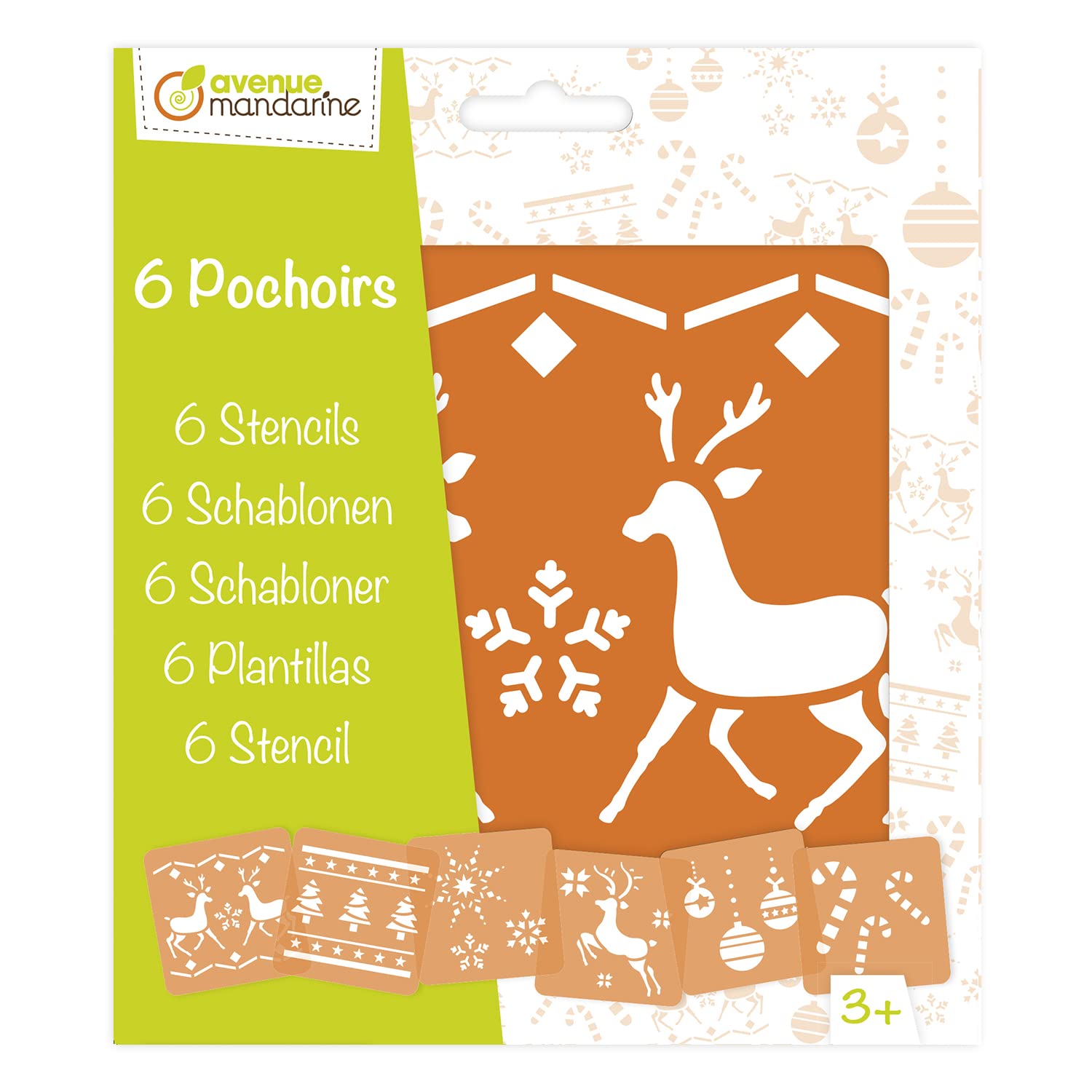 Avenue Mandarine - Ref 42647O - Stencil Set - Festive Designs - 6 Stencils Per Pack, Translucent for Easy Placement, Compatible with Felt Tips, Pencils, Paint & More — image 1