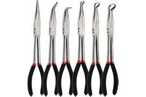 Mayouko 3PC 11" Hose Gripper Plier Set: 5/16", 1/2" and 3/4" & 3-Piece Long Reach Pliers Set: 90-Degree Angle, 45-Degree Angl