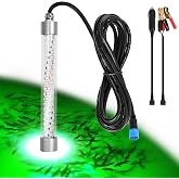 XXK F1 12V Underwater Green Fishing Light 100W LED 16.4ft Fish Attractants | 100W 10000LM Ultra-Bright: 360&deg; LED light attracts fish in fresh &amp; saltwater, ideal for crappie, snook, squid, shrimp fishing