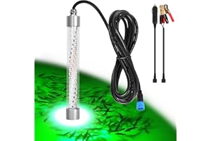 XXK Underwater Fishing Light 100W / 200W Fish Attracting Light for Boat Docks Kayaks at Night, Submersible Green Light for Crappie Snook Squid Bait Catfish (16.4ft / 33ft Cord)