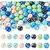KISSITTY 80pcs 10mm Round Synthetic Gemstone Stone Beads Trochus Shell Loose Spacer Beads Bulk for Bracelet Necklace Earrings Anklets Jewelry Making DIY Crafts Gifts 8 Colors