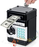 Thedttoy Digital Money Box Mini ATM Safe for Kids 3 4 5+ Black