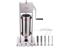 Hakka 2 in 1 Sausage Stuffer and Churros Maker Machines, 7LB/3L Sausage Maker 2 Speed Vertical Sausage Filler Machine, Sliver