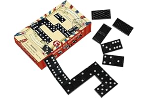 Offelec Wooden Double 6 Domino Set - 28 Tiles Black Dominoes for Kids, Adults, and Family Games Night | Ideal for 2-4 Players | Perfect for Classroom, Party, Travel, and Gifting | Classic Board Game