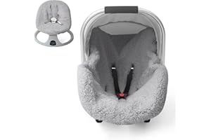THE KENKYO Infant Car Seat Liner, Winter Car Seat Cover Baby, Plush Fleece Carseat Cover for Cold Weather, Newborn Car Seat Replacement Liner, Warm Baby Carrier Cover Protective Insert for 3 or 5 Point System