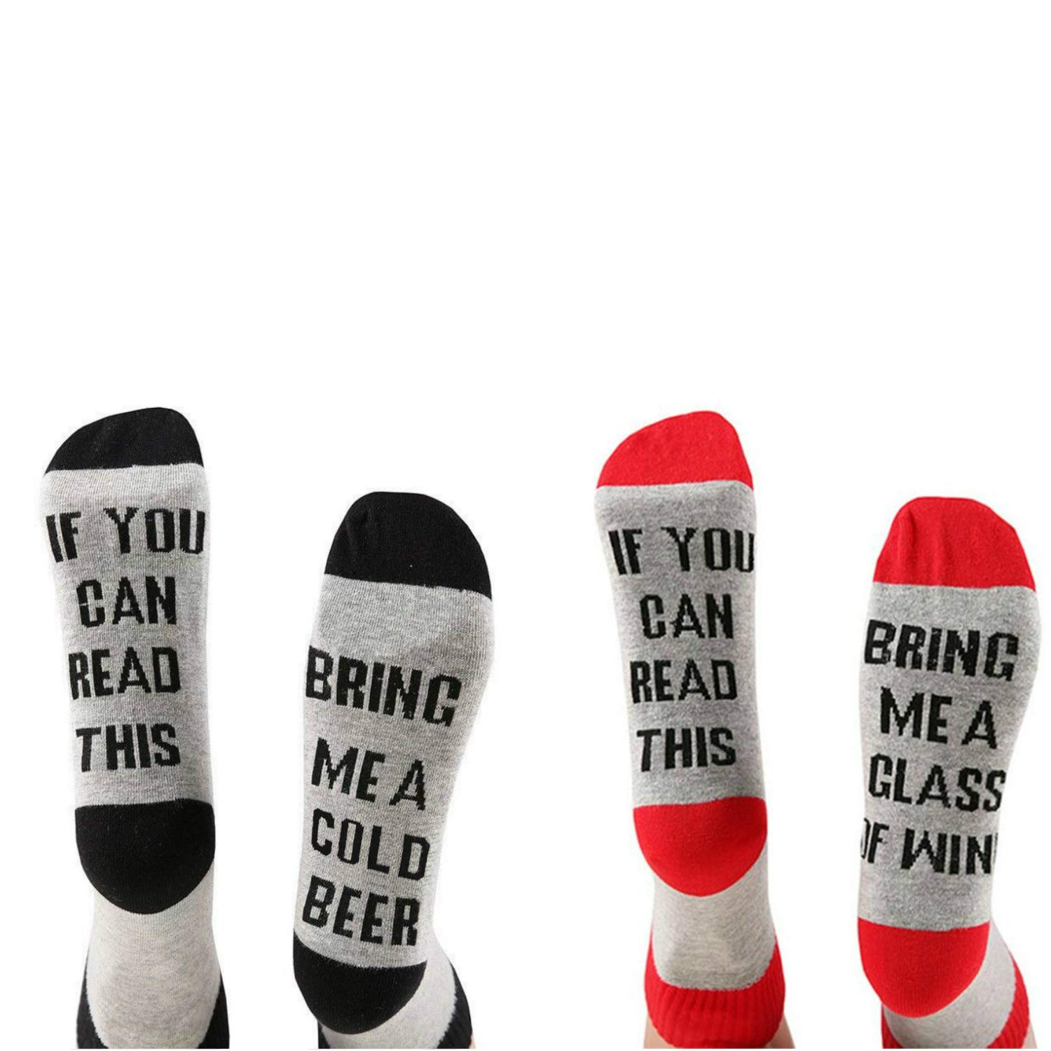 Women's Funny Socks, If You Can Read This Funny Socks (4 Pair) aooty
