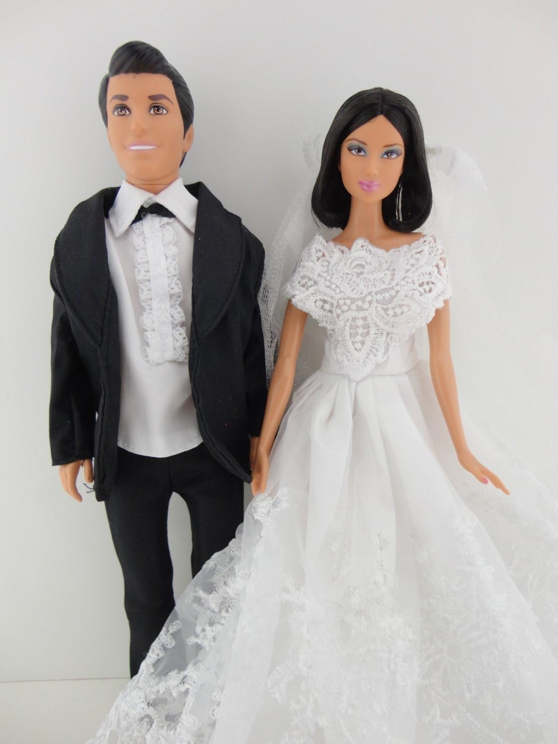 white wedding dress with black veil