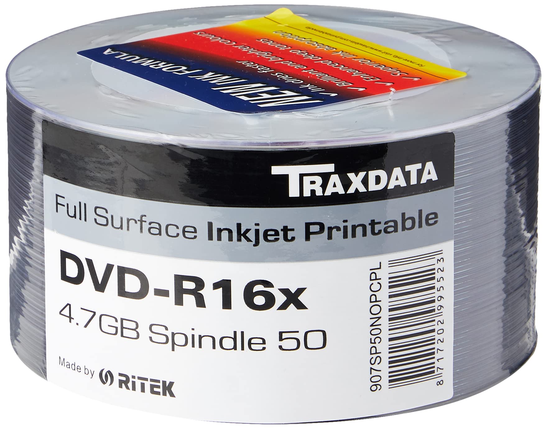 Traxdata Ritek Full Face White Printable DVD-R 16x