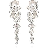 Rhinestone Statement Dangle Earrings Sparkly Crystal Bridal Wedding Earrings for Brides Bridesmaides Chandelier Teardrop Earrings for Women Prom Party