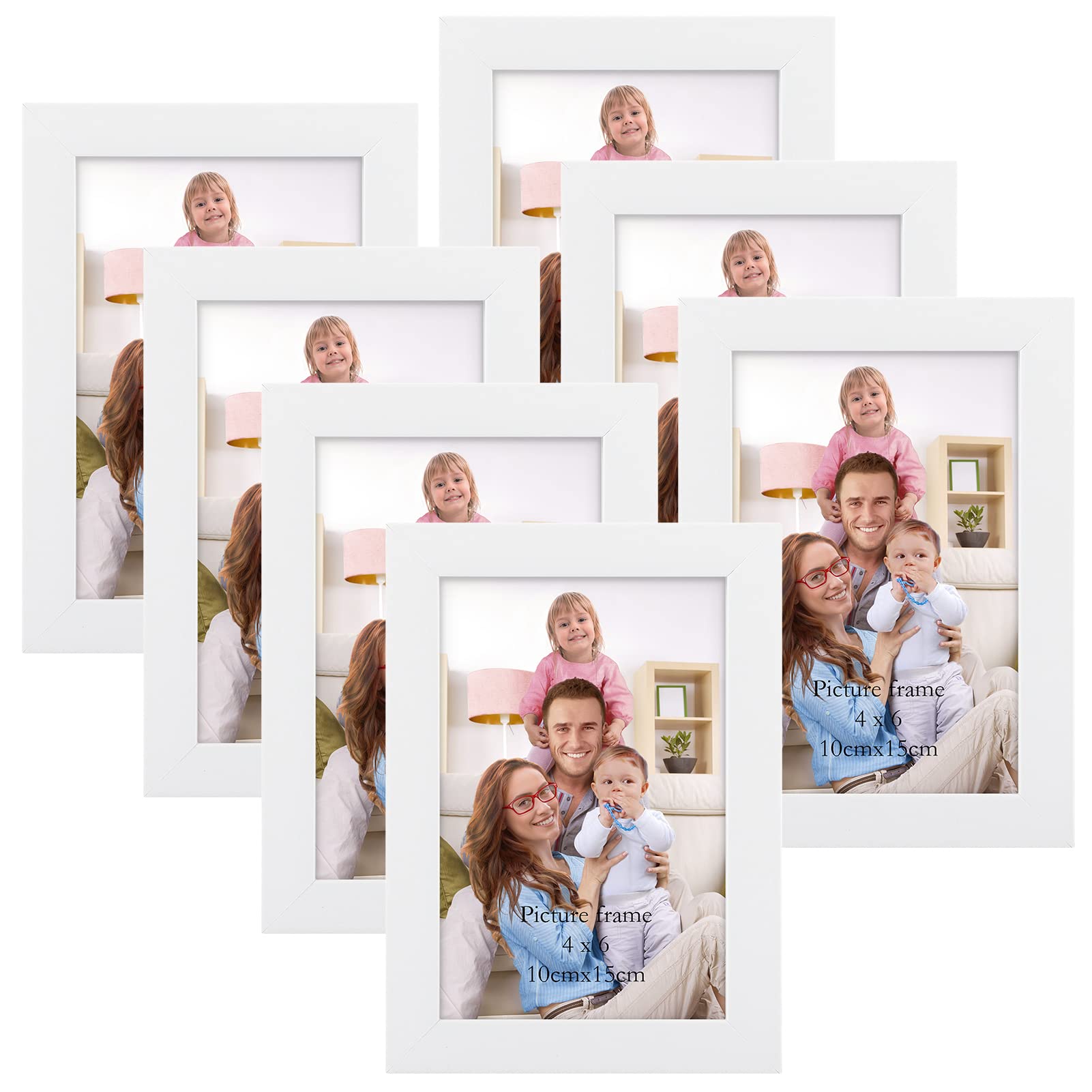 Giftgarden 6x4 Photo Frame White Picture Frames 7 Pack, 4” by 6” Photo Frames for Wall or Tabletop