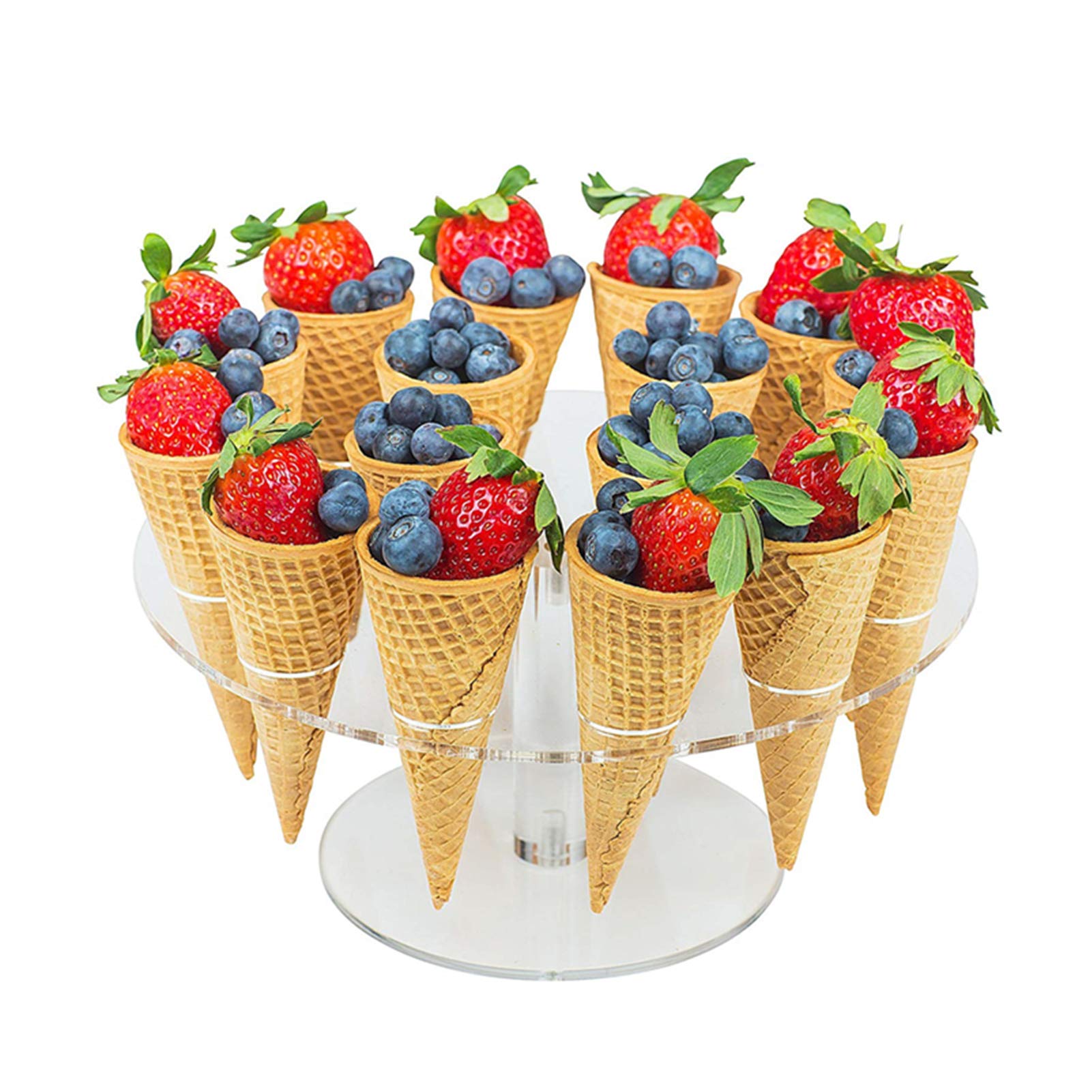 Duokon Ice Cream Rack 16 Holes Clear Acrylic Ice Cream Rack Cone Holder Display Stand for Home Kitchen Party Supplies