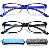 EYEURL 2 Pack Reading Glasses Blue Light Blocking Readers for Women-TR90 Lightweight Computer Reading Glasses Stylish Rectangular Frames Eyeglasses+2.0