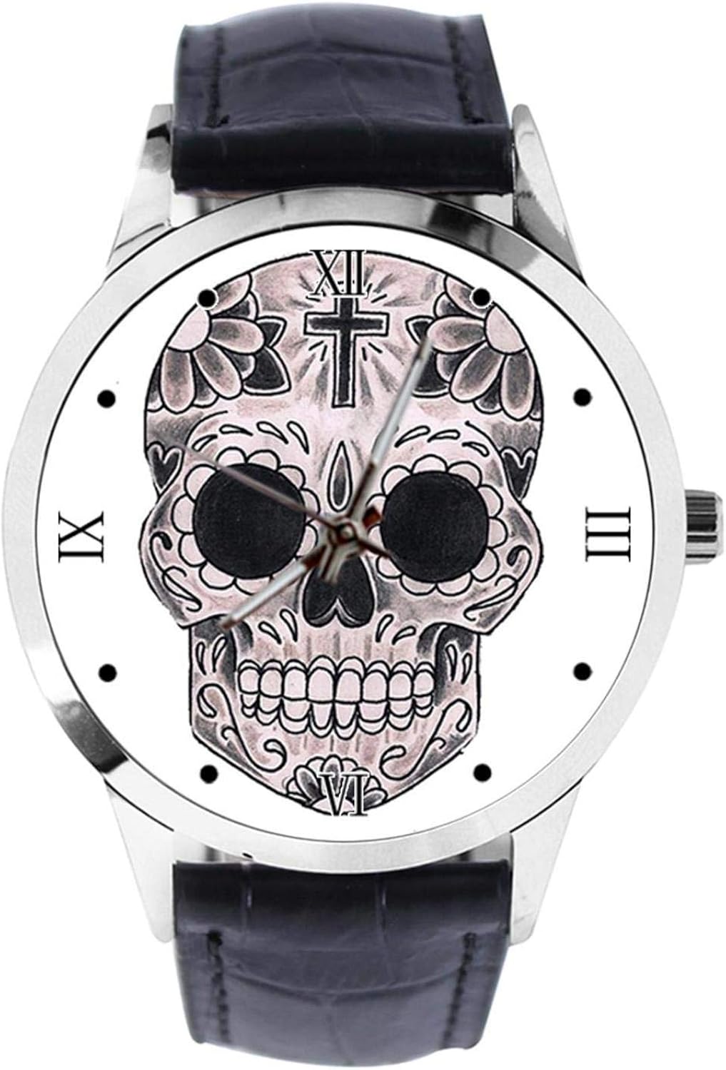 Montre à quartz analogique avec motif tête de mort Jour des morts Unisexe Avec bracelet en Montre à quartz analogique avec motif tête de mort Jour des morts Unisexe Avec bracelet en