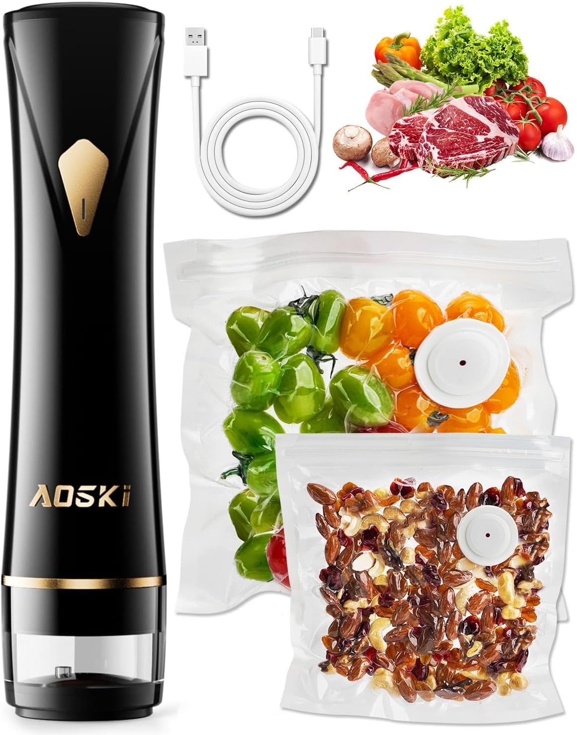 Photo 1 of Vacuum Sealer Machine for Food Storage: Compact Food Sealer Saver 5X Fresh Longer, Handheld Detachable Water Tank, 10 PCS Vacuum Seal Bags for Kitchen Fridge Travel Seal Meal Mothers Day Gift For Wife