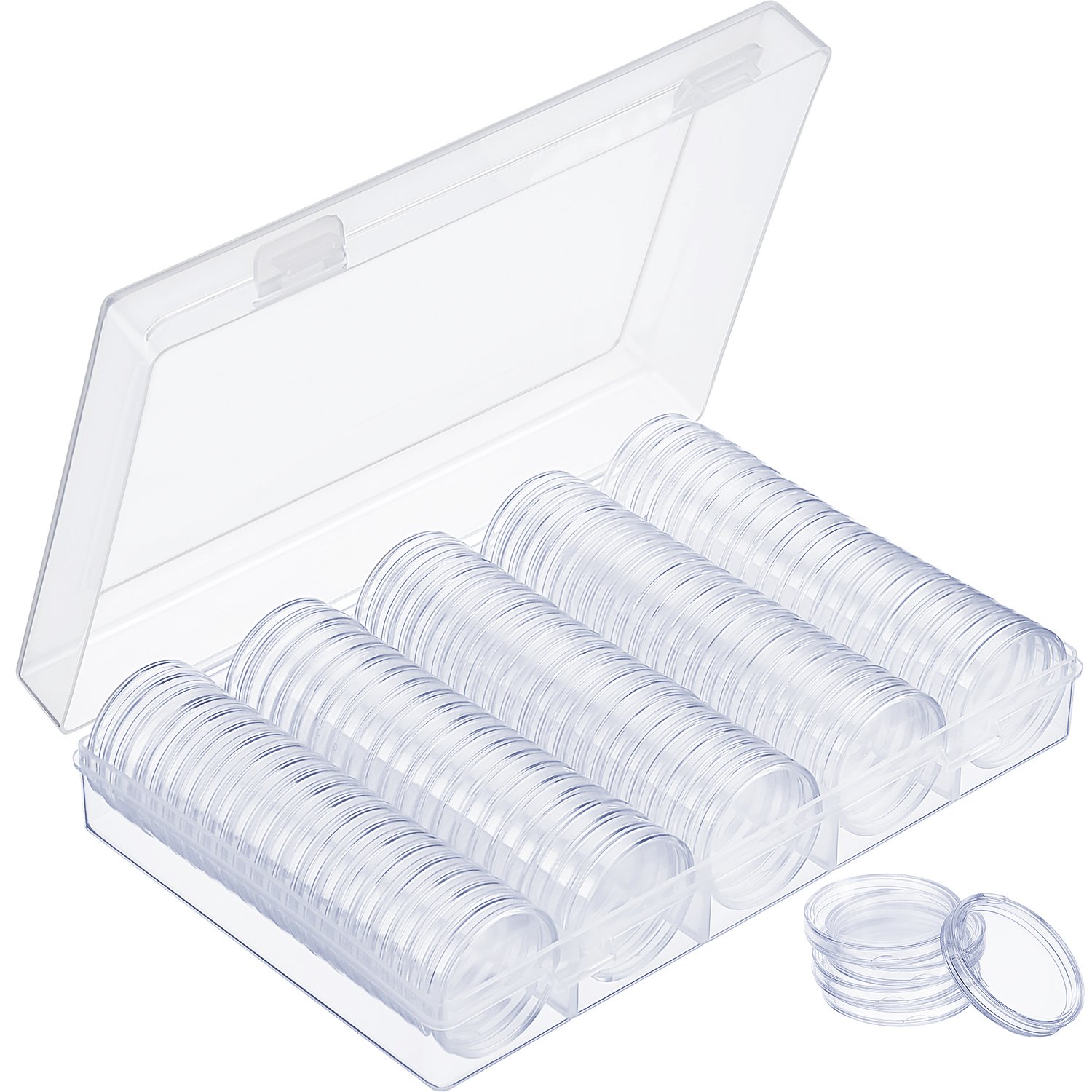 Hicarer 100 Pieces 30 mm Coin Capsules Clear