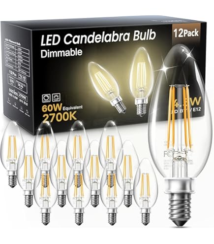 thumbnail image 2 of EcoSmart 100W Equivalent LED Edison Bulbs – B13 Candelabra Base, Bright White (12 Pack) 2 of 4