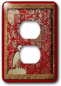 3dRose lsp_12349_6 Lantern and Crane May You Have a Happy and Prosperous New Year in Chinese 2 Plug Outlet Cover