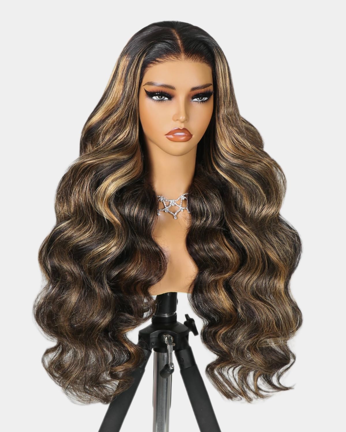 MEGALOOK 12A Balayage Body Wave Wig Human Hair Wear and Go Glueless Wigs Human Hair Upgraded 5x6 Pre Cut HD Lace Front Wig 210% Density Highlight Ombre Wig with Pre Plucked Bleached Tiny Knots 26 Inch