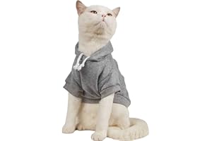 QWINEE Basic Dog Hoodie, Dog Warm Jacket, Cat Apparel, Dog Shirt, Dog Clothes for Puppy Kitten Small Medium Dogs Cats Light Grey Medium