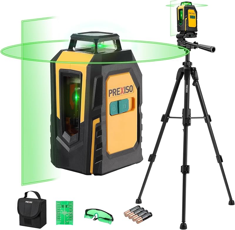 Prexiso Laser Level with Tripod 30 m Green Cross Line Self Leveling