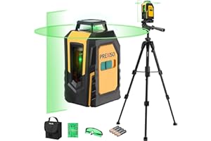 PREXISO 360° Laser Level with Tripod, 100Ft Self-Leveling Green Cross Line Laser for Construction, Tile Installation, and Ren
